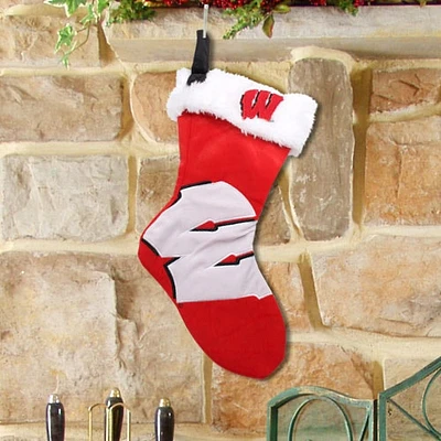 Wisconsin Badgers Double-Check Logo Stocking - Cardinal/White