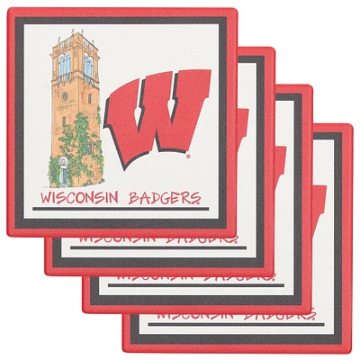 Lot de quatre sous-verres Wisconsin Badgers