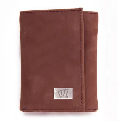 Wisconsin Badgers Leather Trifold Wallet with Concho