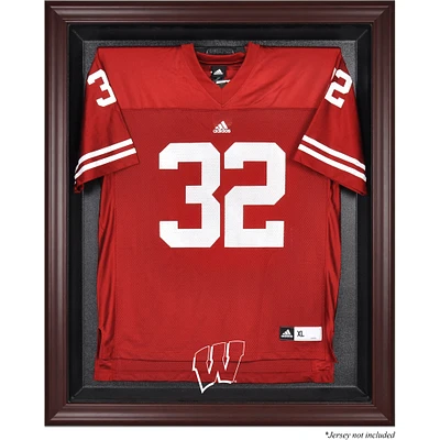 Vitrine de présentation avec logo encadré en acajou des Wisconsin Badgers
