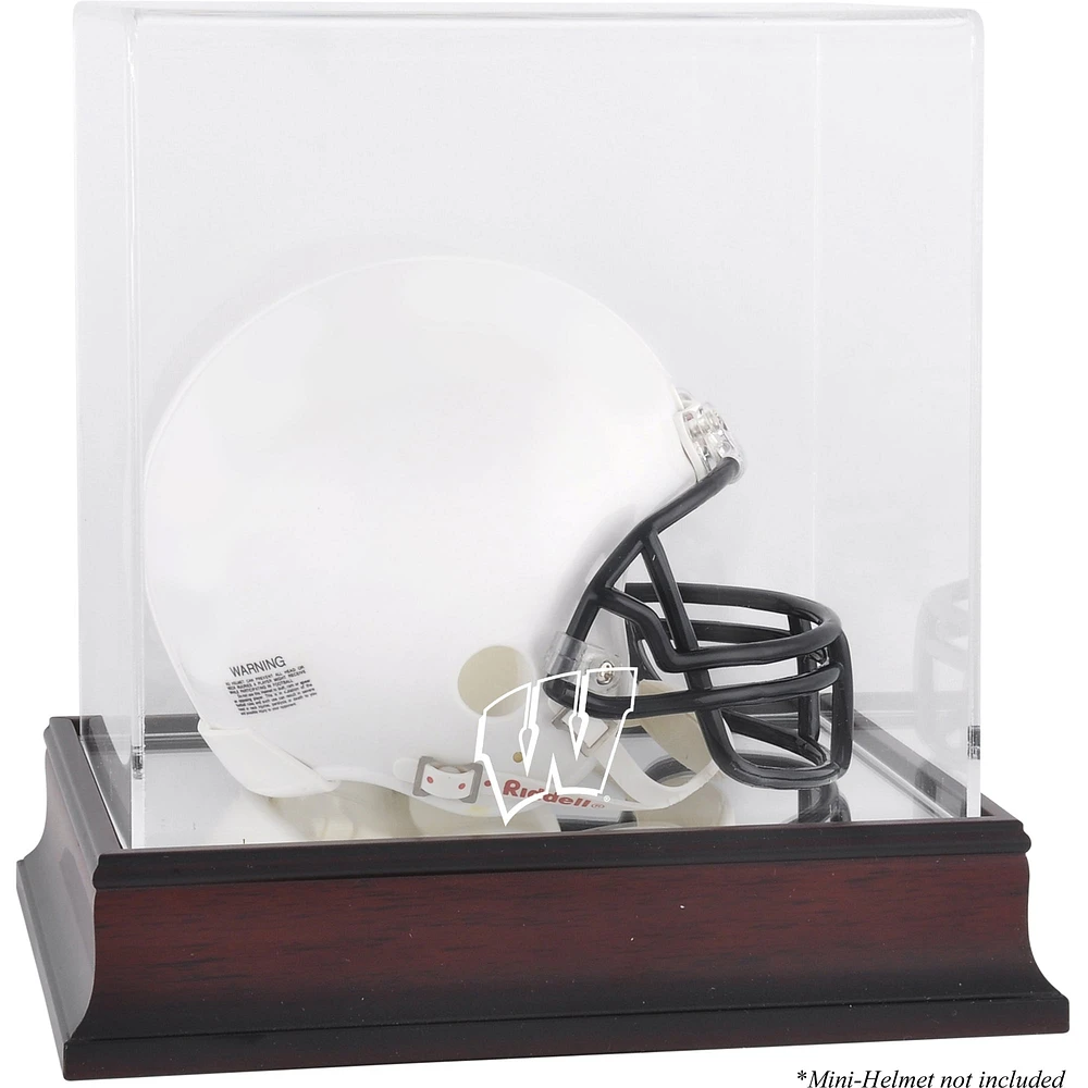 Wisconsin Badgers Mahogany Mini Helmet Display Case with Mirror Back