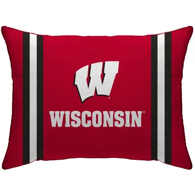 Wisconsin Badgers Standard Stripe Logo Plush Bed Pillow