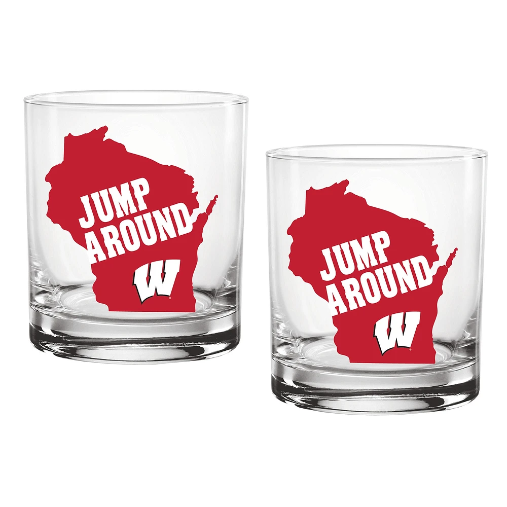 Pack de deux blaireaux du Wisconsin 14oz. Ensemble de verres de ville natale