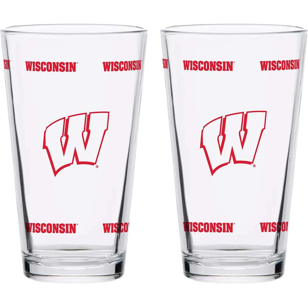 Wisconsin Badgers Two-Pack Knockout 16 oz. Ensemble de verres à pinte