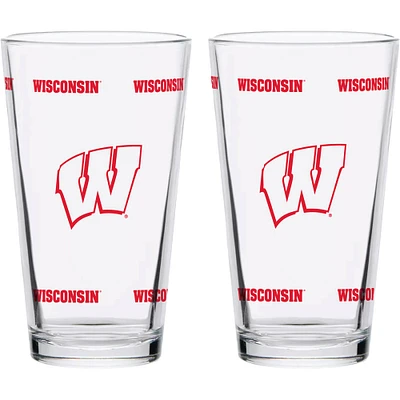 Wisconsin Badgers Two-Pack Knockout 16oz. Pint Glass Set