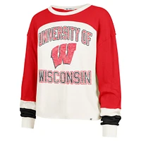 Women's '47  Cream Wisconsin Badgers Double Header Curve Raglan Long Sleeve T-Shirt