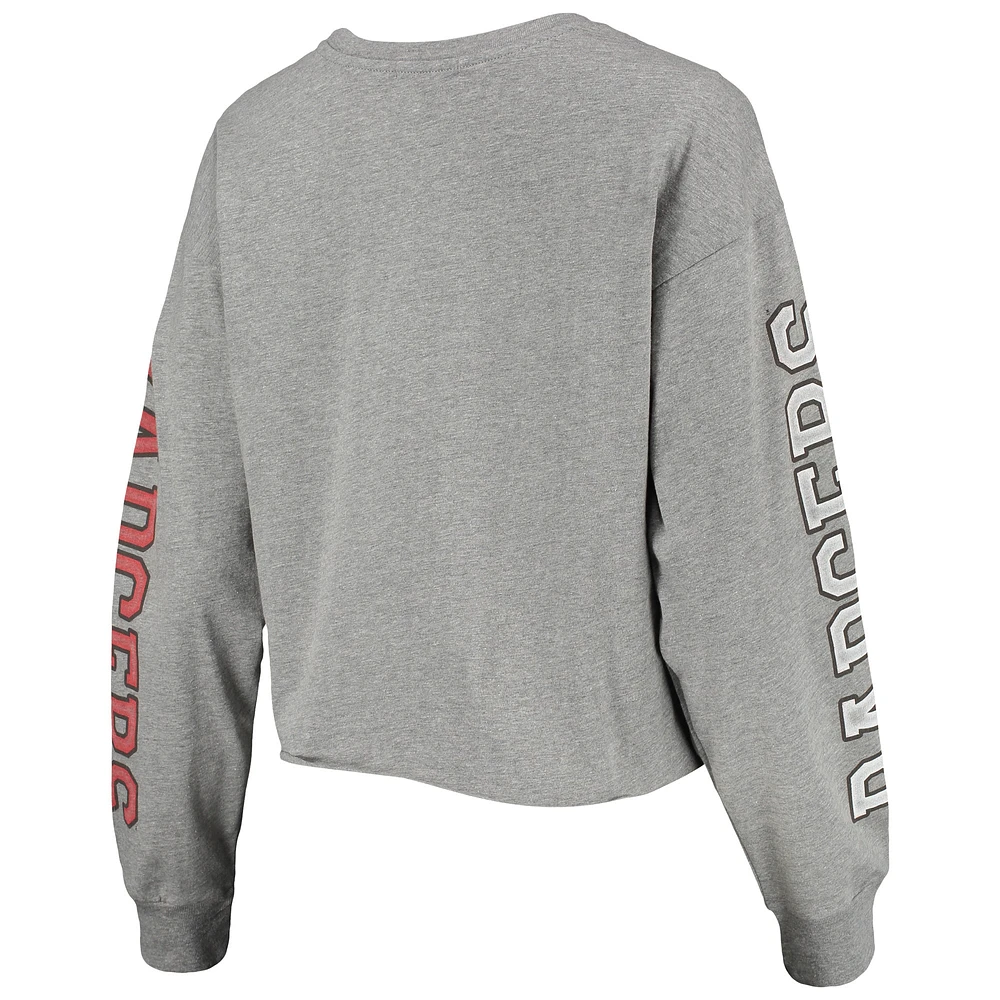 Women's '47 Heathered Gray Wisconsin Badgers Ultra Max Parkway Long Sleeve Cropped T-Shirt