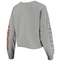 Women's '47 Heathered Gray Wisconsin Badgers Ultra Max Parkway Long Sleeve Cropped T-Shirt