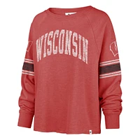 T-shirt court à manches longues raglan Allie Modest '47 Red Wisconsin Badgers pour femmes