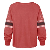 Women's '47 Red Wisconsin Badgers Allie Modest Raglan Long Sleeve Cropped T-Shirt