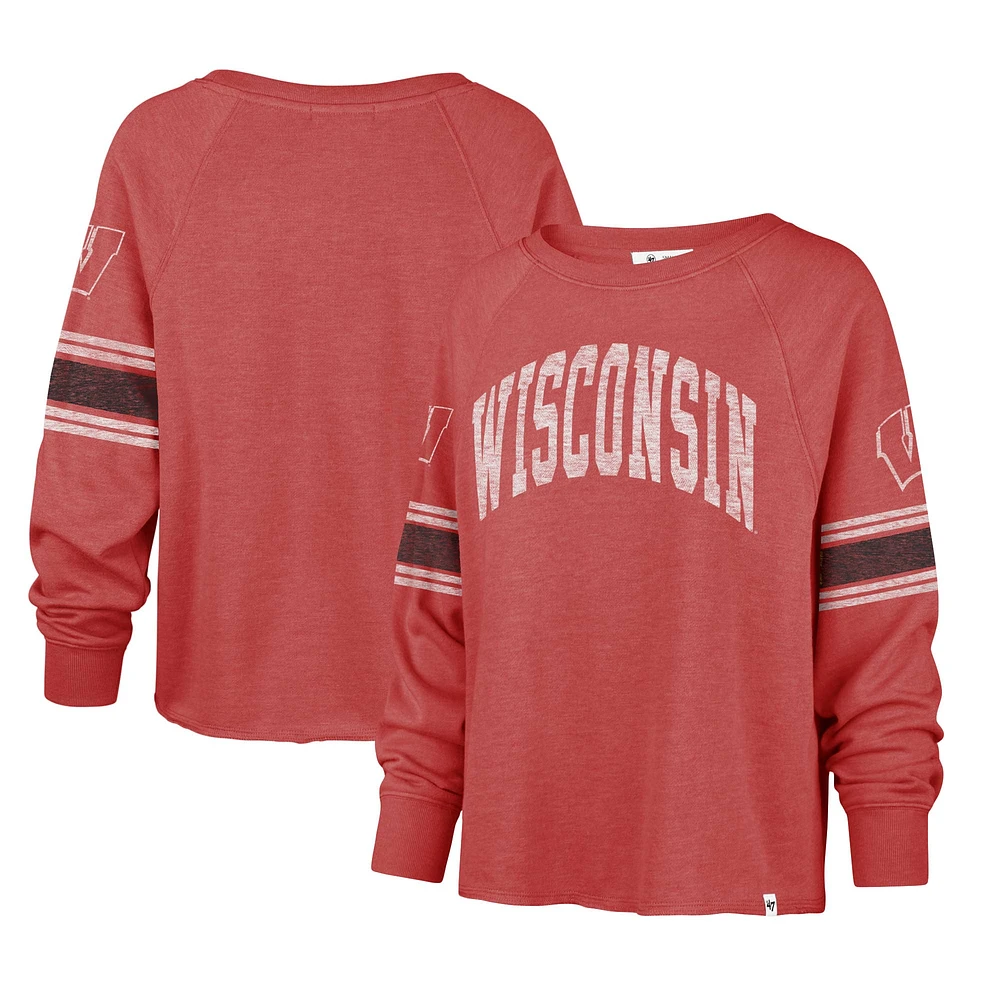 T-shirt court à manches longues raglan Allie Modest '47 Red Wisconsin Badgers pour femmes