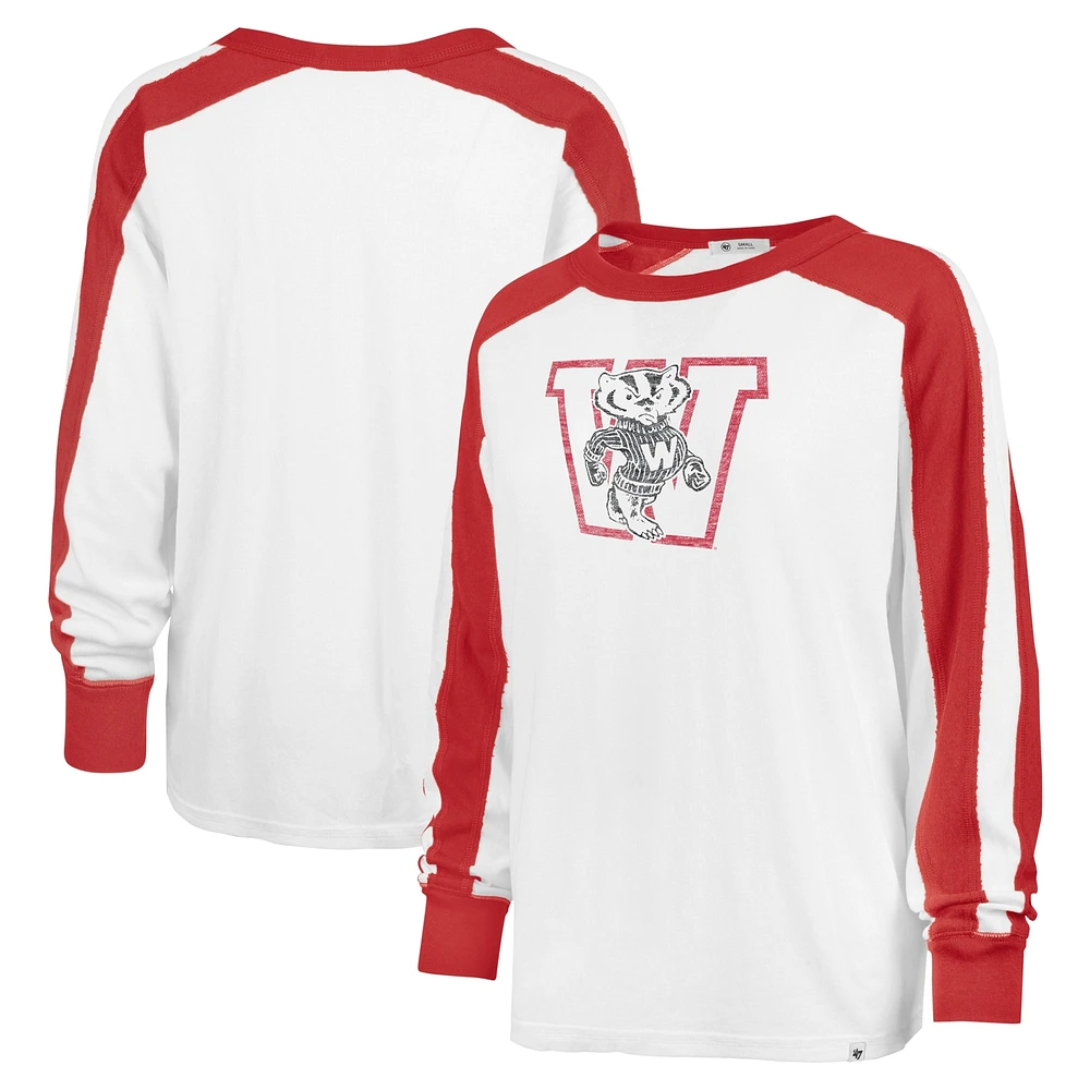 T-shirt blanc à manches longues '47 Wisconsin Badgers Premier Caribou pour femmes