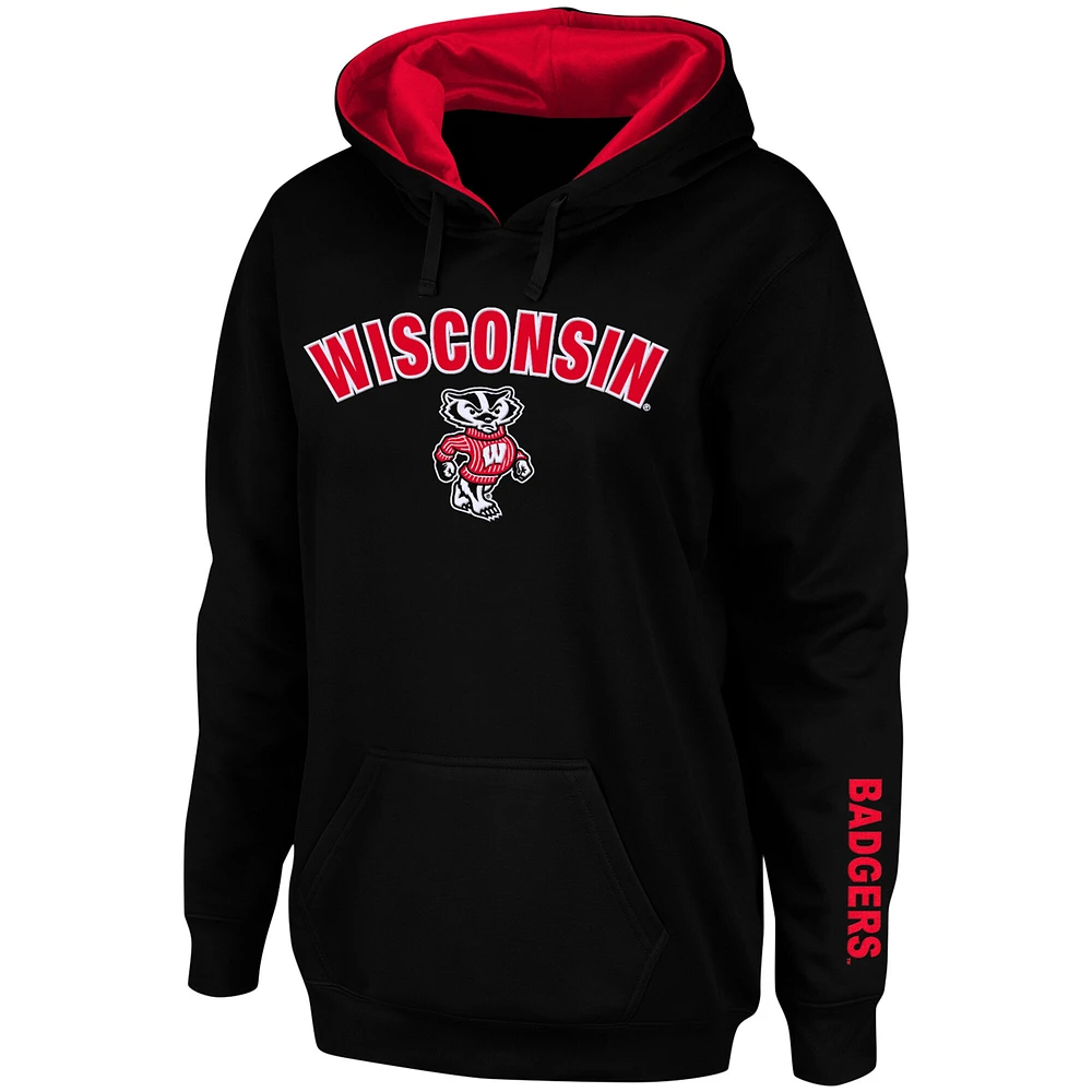 Sweat à capuche noir Wisconsin Badgers Arch & Logo 1 pour femme