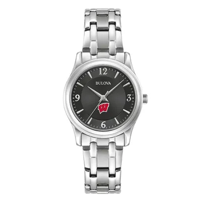 Wisconsin Badgers Bulova Women's Corporate Collection Stainless Steel Watch - Black