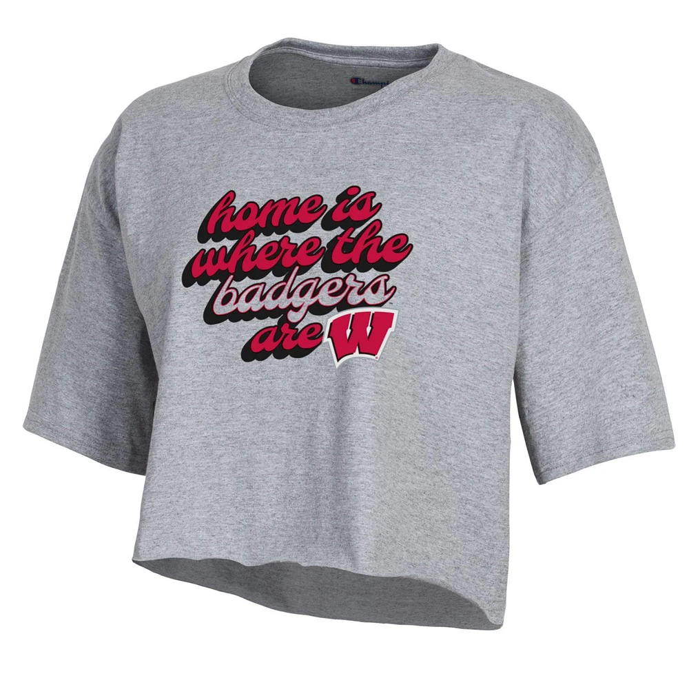 T-shirt court petit ami des Badgers du Wisconsin Champion gris pour femme