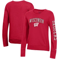 Sweat-shirt en molleton rouge Champion Wisconsin Badgers University 2.0 pour femme