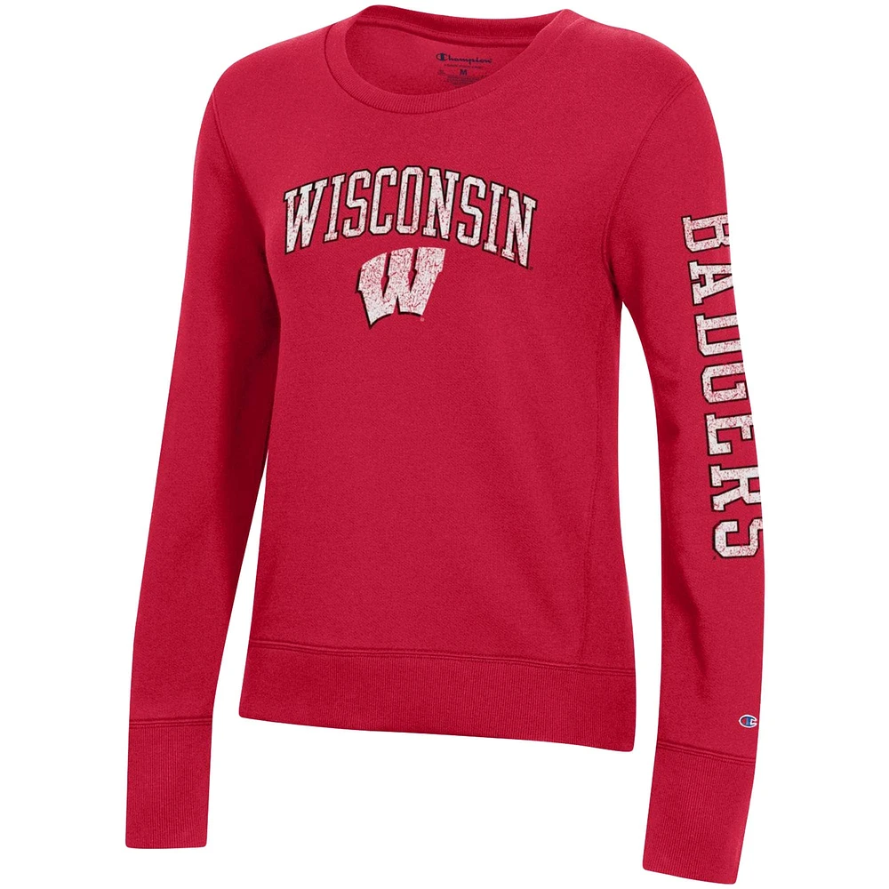 Sweat-shirt en molleton rouge Champion Wisconsin Badgers University 2.0 pour femme