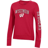 Sweat-shirt en molleton rouge Champion Wisconsin Badgers University 2.0 pour femme