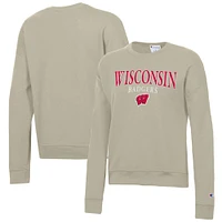 Women's Champion Tan Wisconsin Badgers Powerblend Pullover Sweatshirt