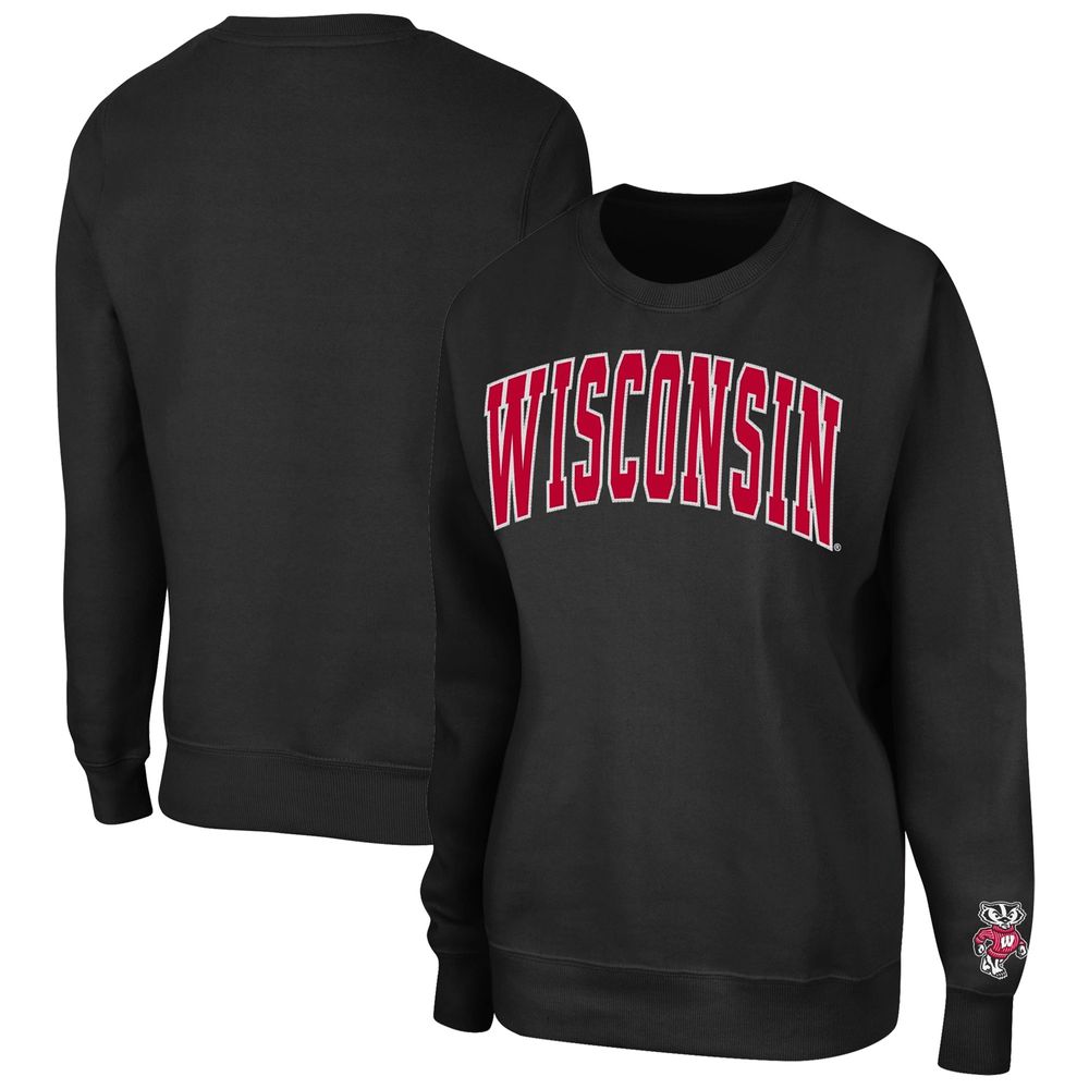 Women's Colosseum Black Wisconsin Badgers Campanile Pullover Sweatshirt