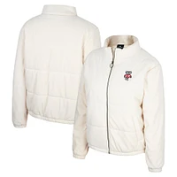 Women's Colosseum Cream Wisconsin Badgers So Hot Right Now Quilted Puffer Full-Zip Jacket