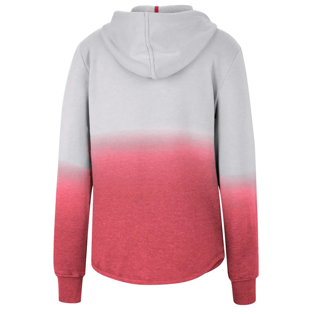 Sweat à capuche Colosseum Wisconsin Badgers Aurelia Dip-Dye Quarter-Snap gris/rouge pour femme