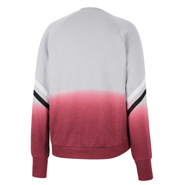 Sweat-shirt Colosseum Grey Wisconsin Badgers Cue Cards Dip-Dye Raglan pour femme