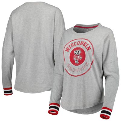 Women's Colosseum Heathered Gray Wisconsin Badgers Andy Long Sleeve T-Shirt