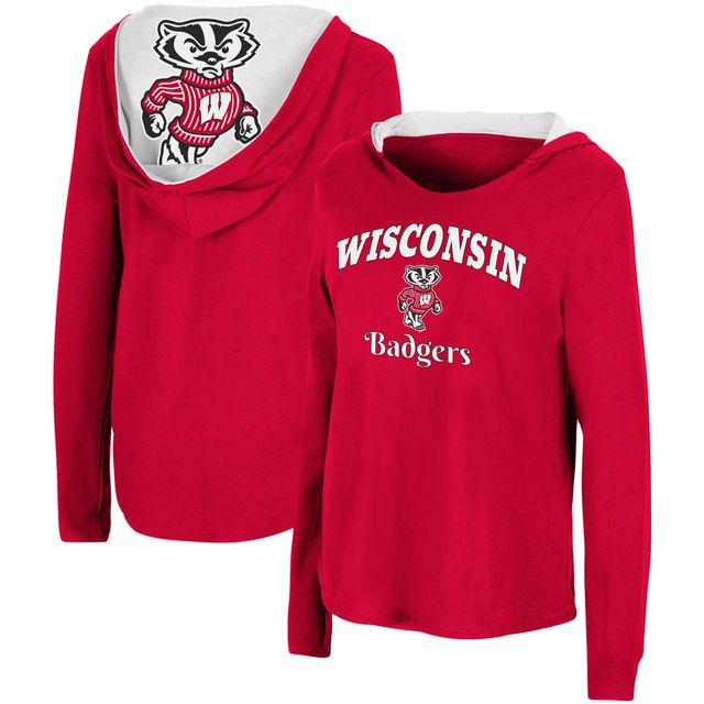 Colosseum Red Wisconsin Badgers Catalina Hoodie T-shirt à manches longues pour femme