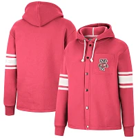 Veste à capuche rayée boutons-pression Mia Wisconsin Badgers Colosseum Red pour femme