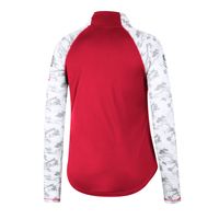 Women's Colosseum Red Wisconsin Badgers OHT Military Appreciation Flash Arctic Camo Raglan Quarter-Zip Jacket