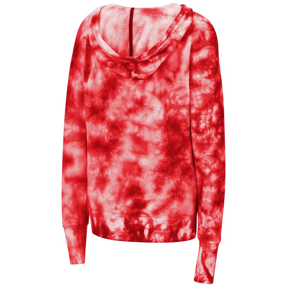 Women's Colosseum Red Wisconsin Badgers Shavonee Tie-Dye Pullover Hoodie