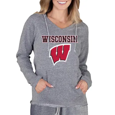 Wisconsin Badgers Concepts Sport Women's Mainstream Lightweight Terry Pullover Hoodie - Gray