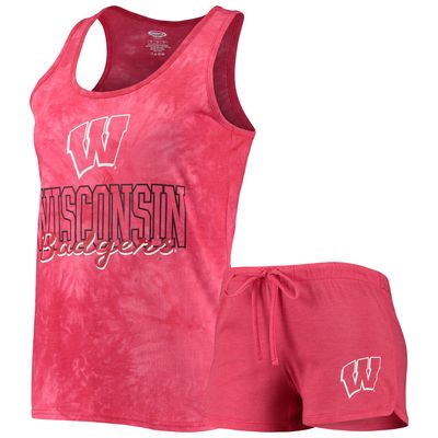 Women's Concepts Sport Red Wisconsin Badgers Billboard Tie-Dye Tank Top & Shorts Set