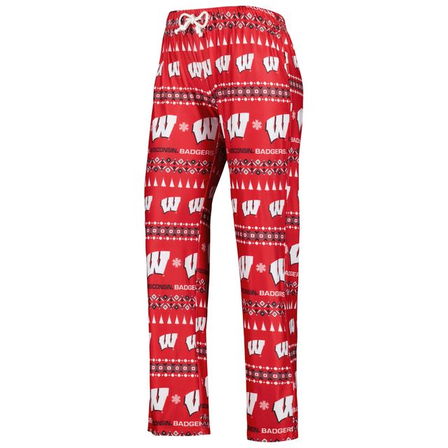 Concepts Sport pour femme Rouge Wisconsin Badgers Flurry Ugly Sweater à manches longues T-shirt et pantalon Ensemble de nuit