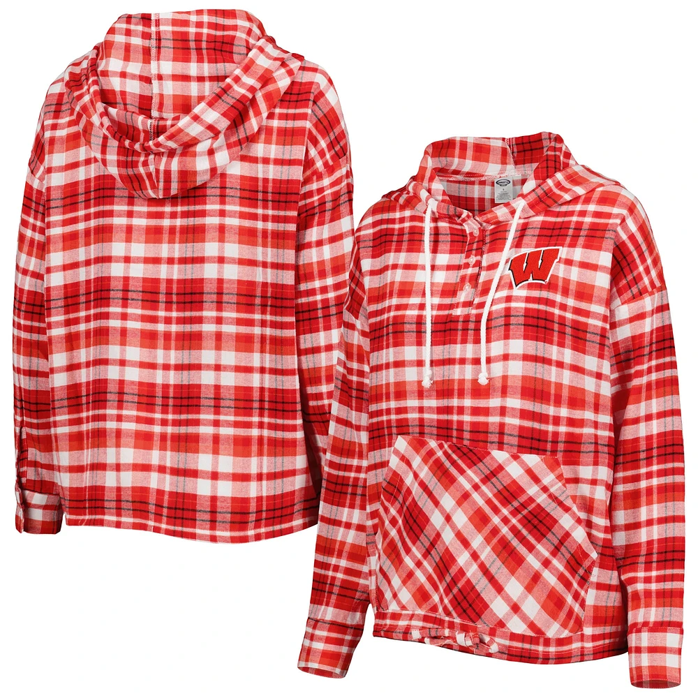 Sweat à capuche Concepts Sport Wisconsin Badgers Mainstay Plaid rouge pour femme