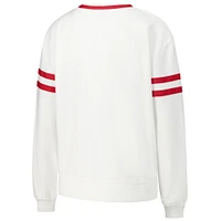 Women's Concepts Sport  White Wisconsin Badgers Borough French Terry Arch Over Long Sleeve T-Shirt