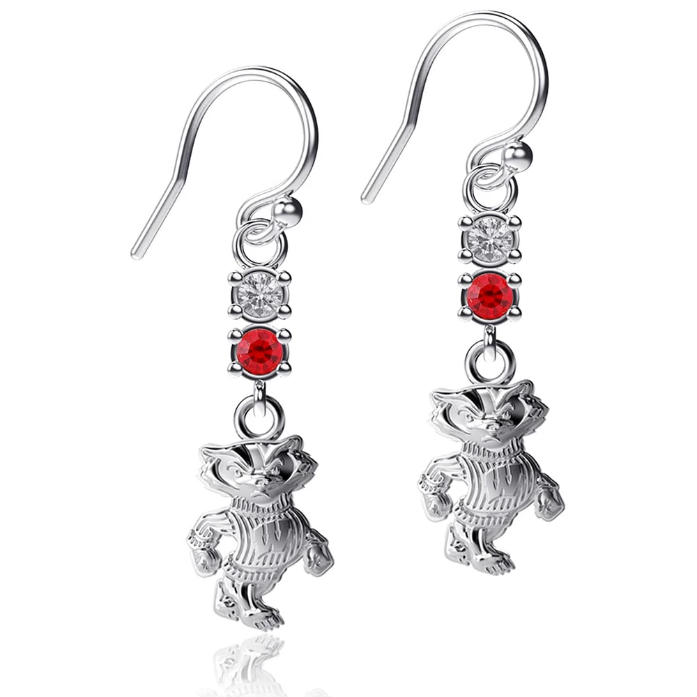 Dayna Designs Wisconsin Badgers Boucles d'oreilles pendantes en cristal pour femme