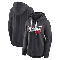 Sweat à capuche manches longues Fanatics Heather Charcoal Wisconsin Badgers pour femmes