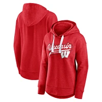 Sweat à capuche manches longues Fanatics Heather Red Wisconsin Badgers pour femmes