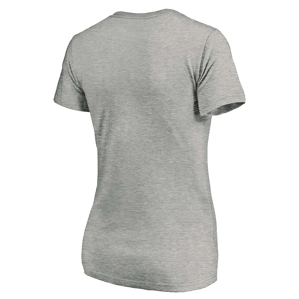 Women's Fanatics Heathered Gray Wisconsin Badgers Primary Logo V-Neck T-Shirt