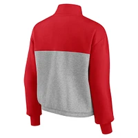 Women's Fanatics Red/Heathered Gray Wisconsin Badgers Sideline to Colorblock Quarter-Zip Jacket