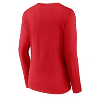 Women's Fanatics Red Wisconsin Badgers Basic Arch Long Sleeve V-Neck T-Shirt