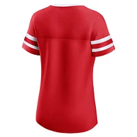 Women's Fanatics  Red Wisconsin Badgers Iconic Athena Lace-Up T-Shirt