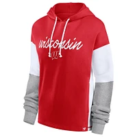 Sweat à capuche color block Fanatics Red Wisconsin Badgers pour femmes Play It Safe