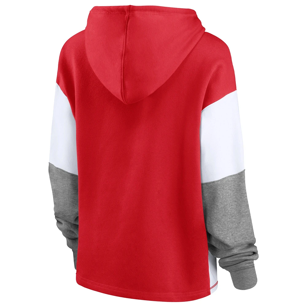 Sweat à capuche color block Fanatics Red Wisconsin Badgers pour femmes Play It Safe