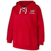 Women's Fanatics Red Wisconsin Badgers Plus Scripy Lace-Up V-Neck Hoodie