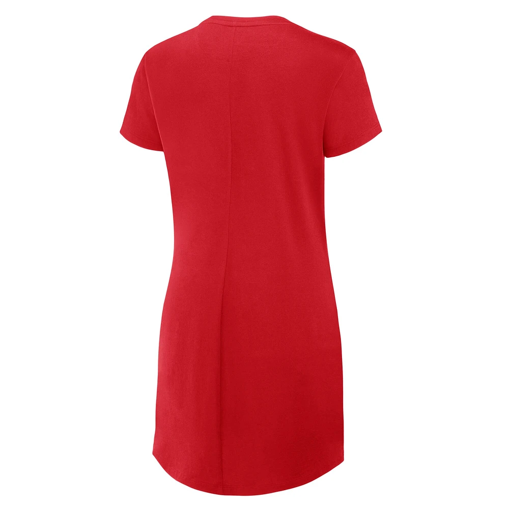 Women's Fanatics Red Wisconsin Badgers Ruched Drape T-Shirt Dress