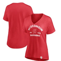 T-shirt fluide à col en V True Classics pour femme Fanatics Red Wisconsin Badgers