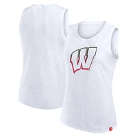 Women's Fanatics White Wisconsin Badgers Activate Slub Tank Top